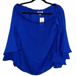 NEW ee:some off the shoulder blouse NWT cerulean blue M